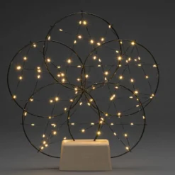 LED-Dekoleuchte 5 kleine Ringe, mit Holzfuß