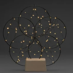 LED-Dekoleuchte 5 kleine Ringe, mit Holzfuß