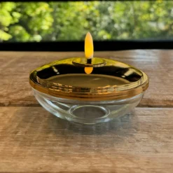 LED-Dekoleuchte Lia, goldfarben, Akku, Glas, Kunststoff