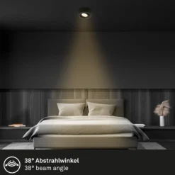 LED-Einbauleuchte Desi, schwarz, Ø9cm, ein/aus, 3000K