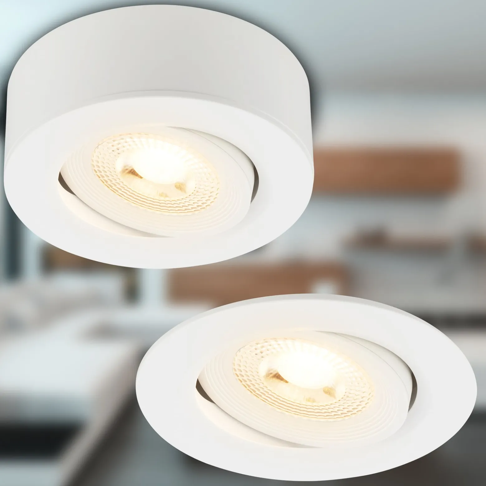 LED-Einbauleuchte Desi, weiß, Ø9cm, dimmbar, 3000K