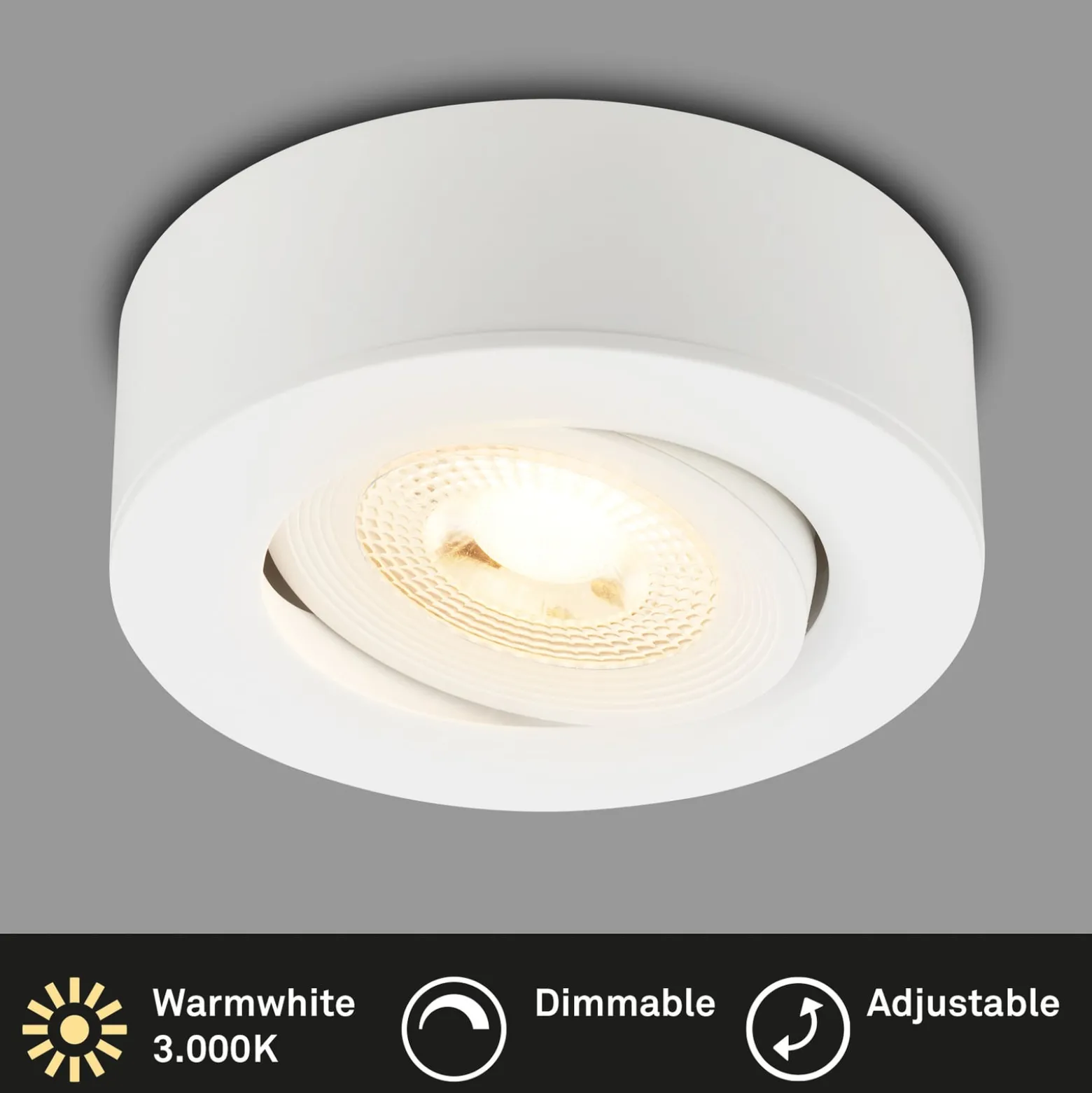 LED-Einbauleuchte Desi, weiß, Ø9cm, dimmbar, 3000K