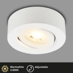 LED-Einbauleuchte Desi, weiß, Ø9cm, ein/aus, 3.000 K