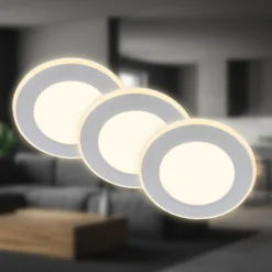 LED-Einbauleuchte Gima, chrom matt, 3.000 K, 3er-Set