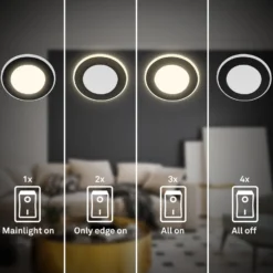 LED-Einbauleuchte Gima, schwarz, 3.000 K, 3er-Set