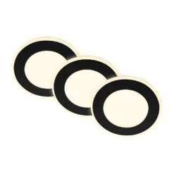 LED-Einbauleuchte Gima, schwarz, 3.000 K, 3er-Set