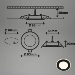 LED-Einbauleuchte Gima, schwarz, 3.000 K, 3er-Set