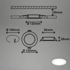 LED-Einbauleuchte Jeft, Ø12cm, weiß, 3er-Set, ein/aus, starr