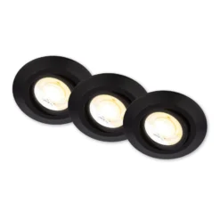LED-Einbauleuchte Klira, schwarz, Ø 9 cm, schwenkbar, 3er