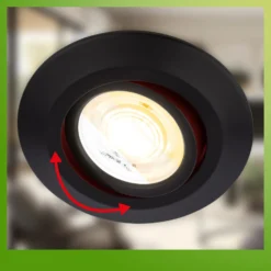 LED-Einbauleuchte Klira, schwarz, Ø 9 cm, schwenkbar, 3er