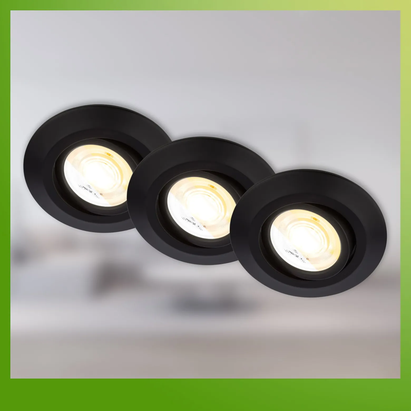 LED-Einbauleuchte Klira, schwarz, Ø 9 cm, schwenkbar, 3er