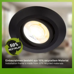LED-Einbauleuchte Klira, schwarz, schwenkbar, dimmbar, 3er