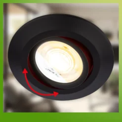 LED-Einbauleuchte Klira, schwarz, schwenkbar, dimmbar, 3er