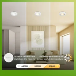 LED-Einbauleuchte Klira, weiß, schwenkbar, dimmbar, 3er