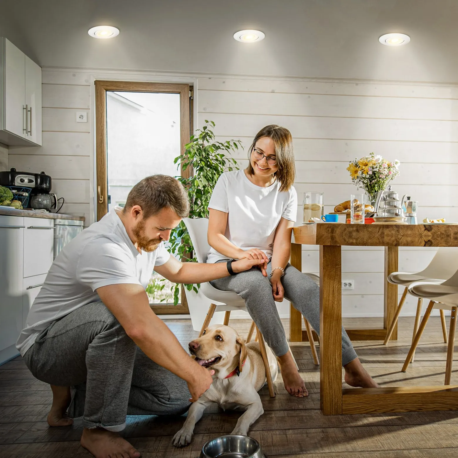LED-Einbauleuchte Klira, weiß, schwenkbar, dimmbar, 3er
