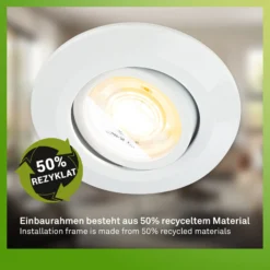 LED-Einbauleuchte Klira, weiß, schwenkbar, dimmbar, 3er