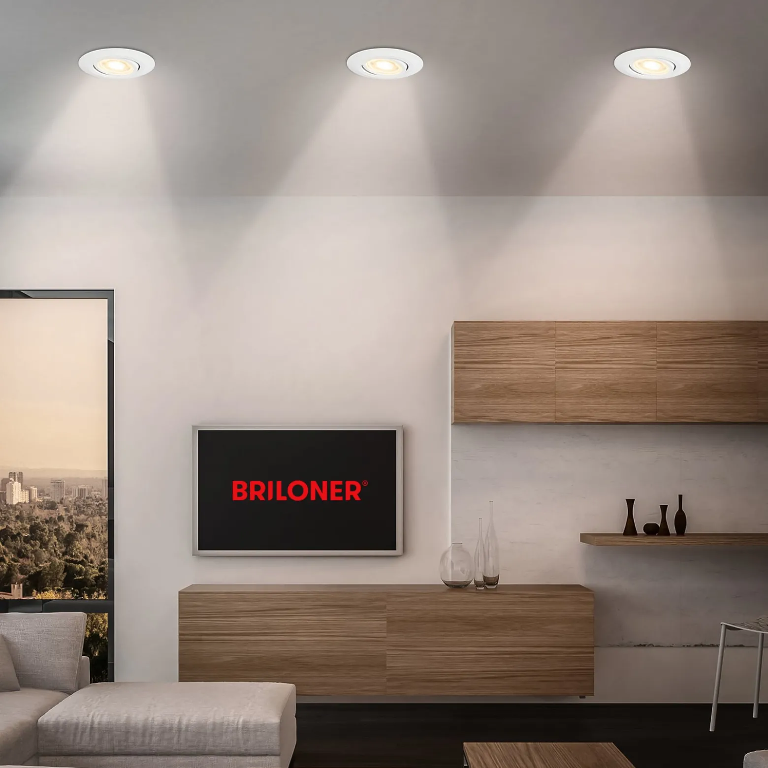 LED-Einbauleuchte Klira, weiß, schwenkbar, dimmbar, 3er