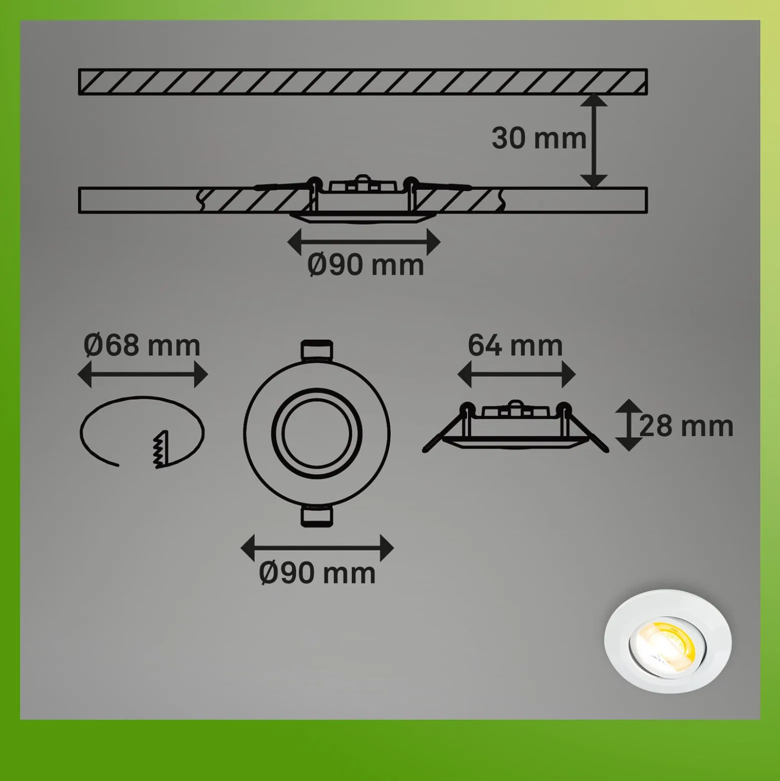 LED-Einbauleuchte Klira, weiß, schwenkbar, dimmbar, 3er