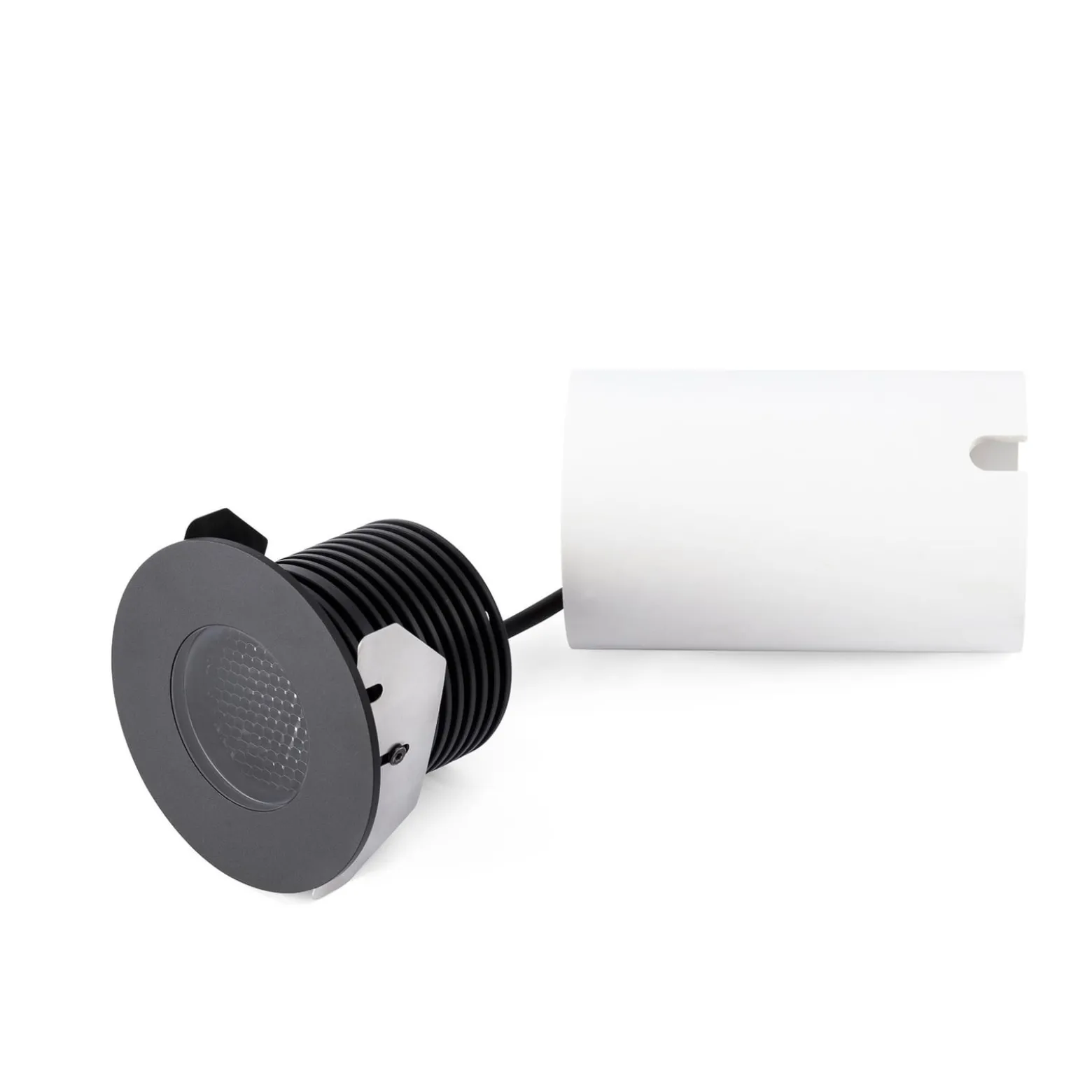 LED-Einbauspot Grund, schwarz, Ø 8 cm, Alu/Edelstahl