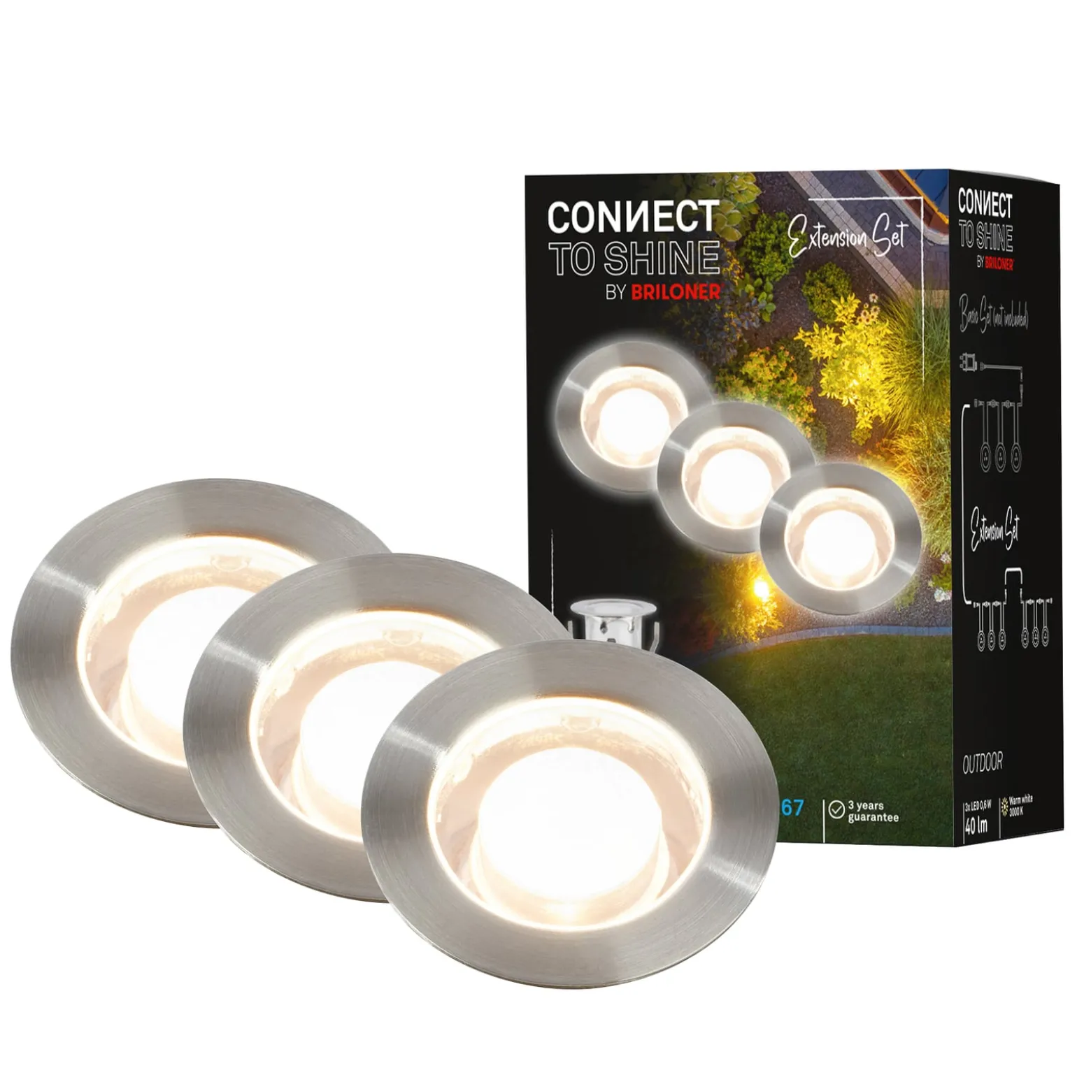 LED-Einbauspot 3913032 IP67 12V 3x-Erweiterung 3cm Edelstahl