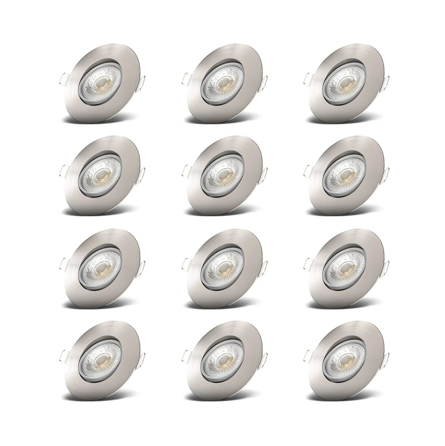 LED-Einbauspot Slide 12er-Set, nickel matt, 3.000 K
