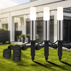 LED-Erdspießlampe 3926032 12V 3x-Erweiterung Edelstahl Ø 4cm