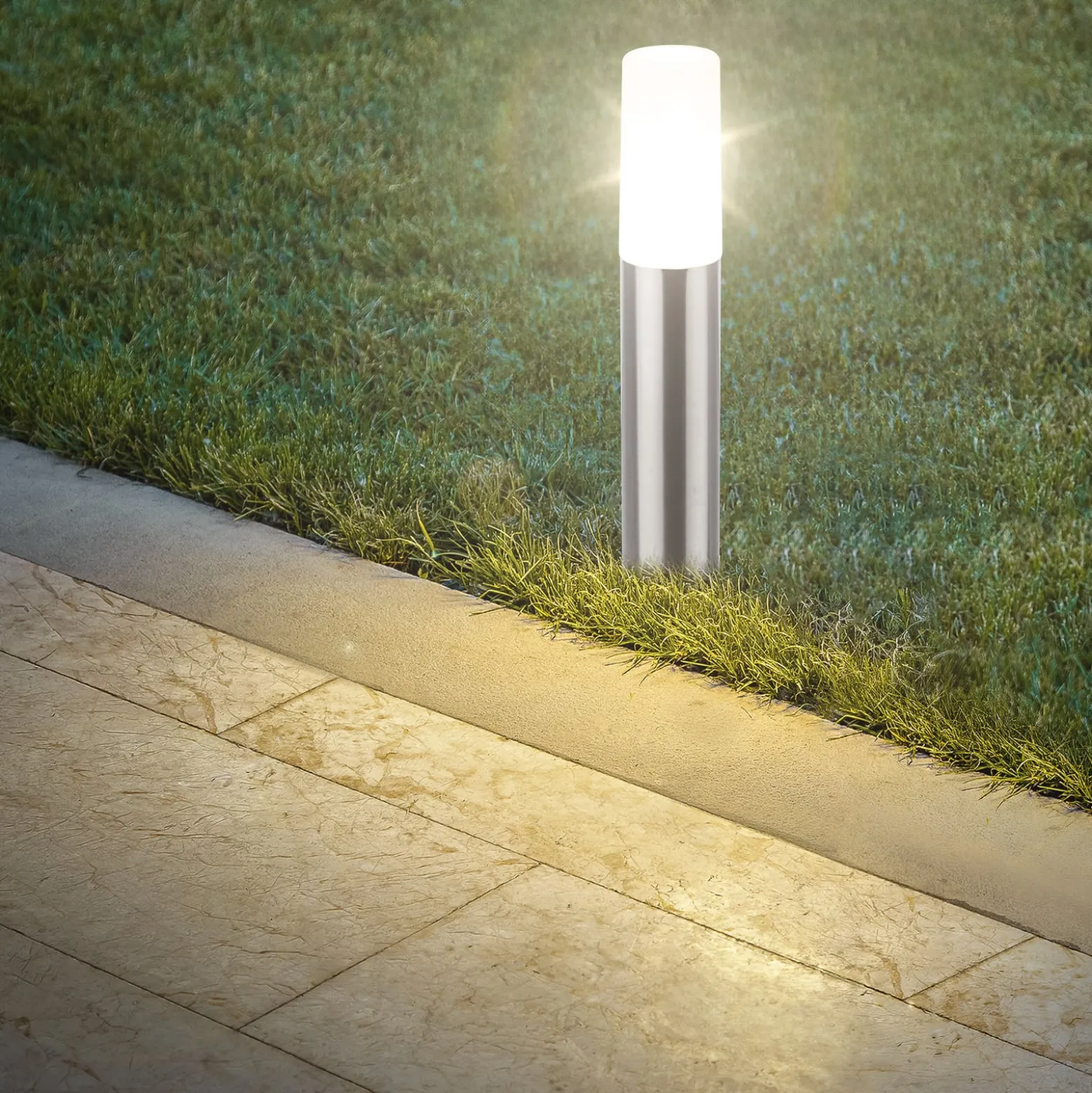 LED-Erdspießlampe 3925032 12V 3x-Starterset Edelstahl Ø 4 cm