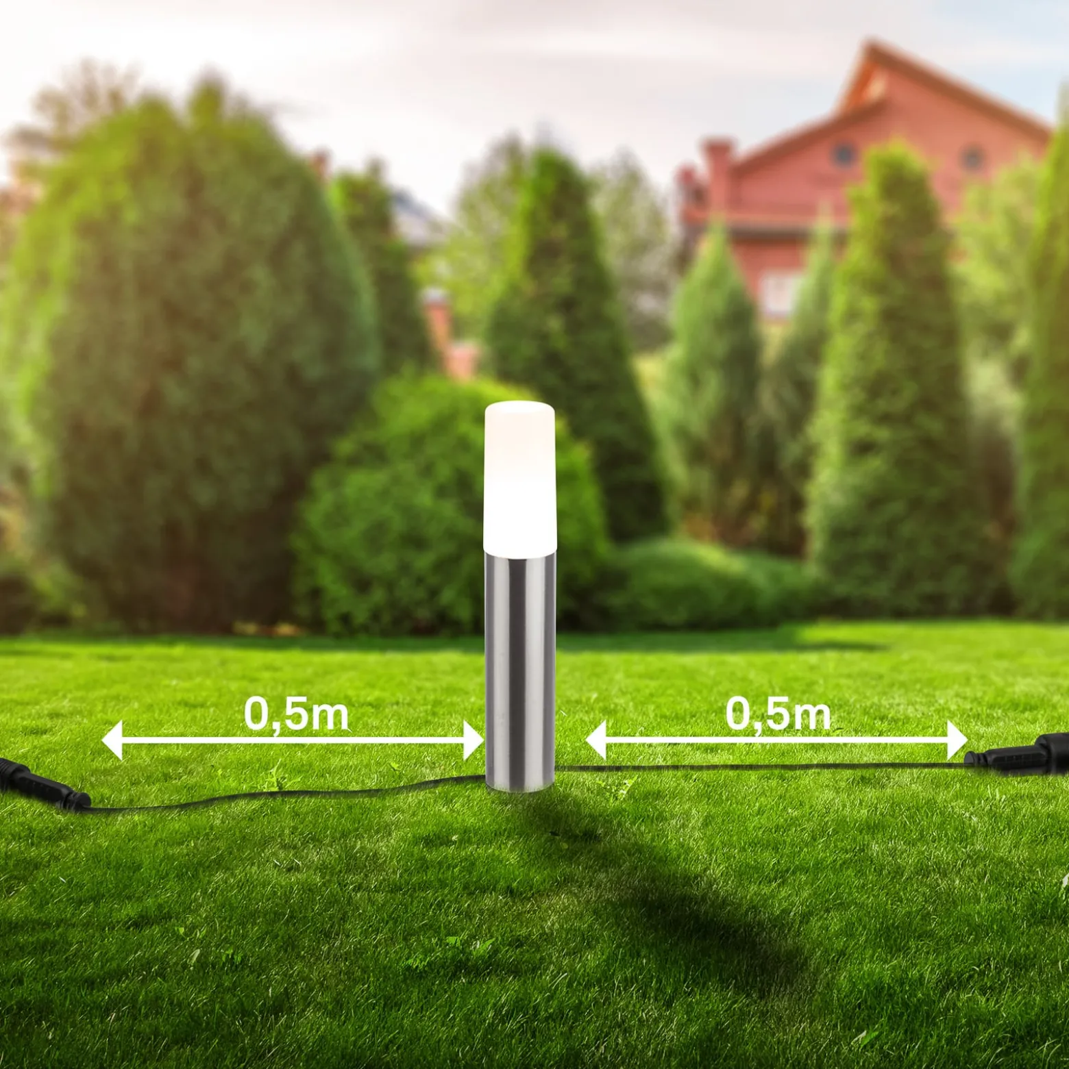 LED-Erdspießlampe 3925032 12V 3x-Starterset Edelstahl Ø 4 cm