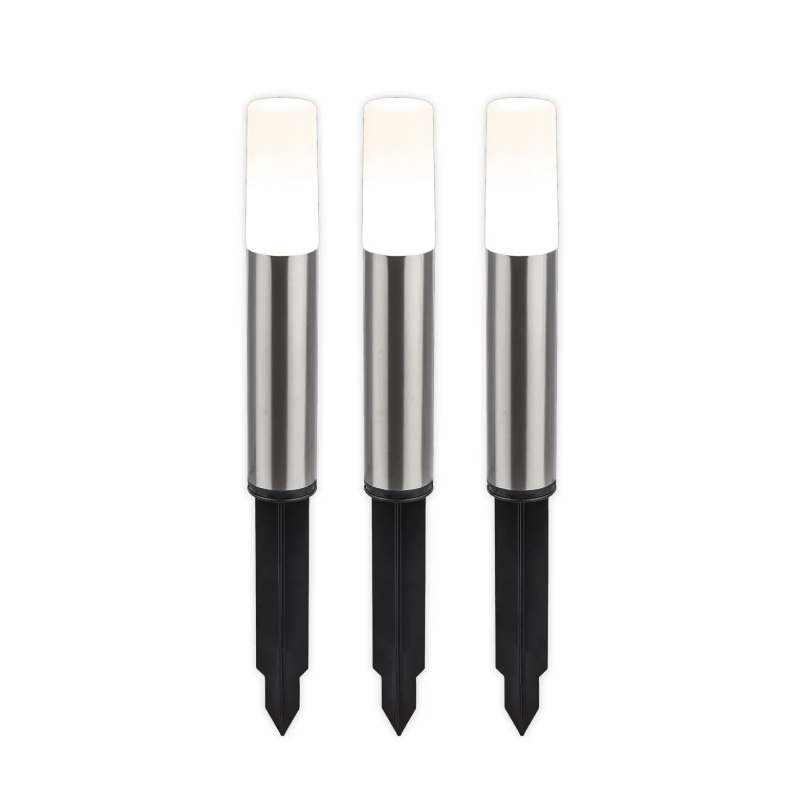 LED-Erdspießlampe 3925032 12V 3x-Starterset Edelstahl Ø 4 cm