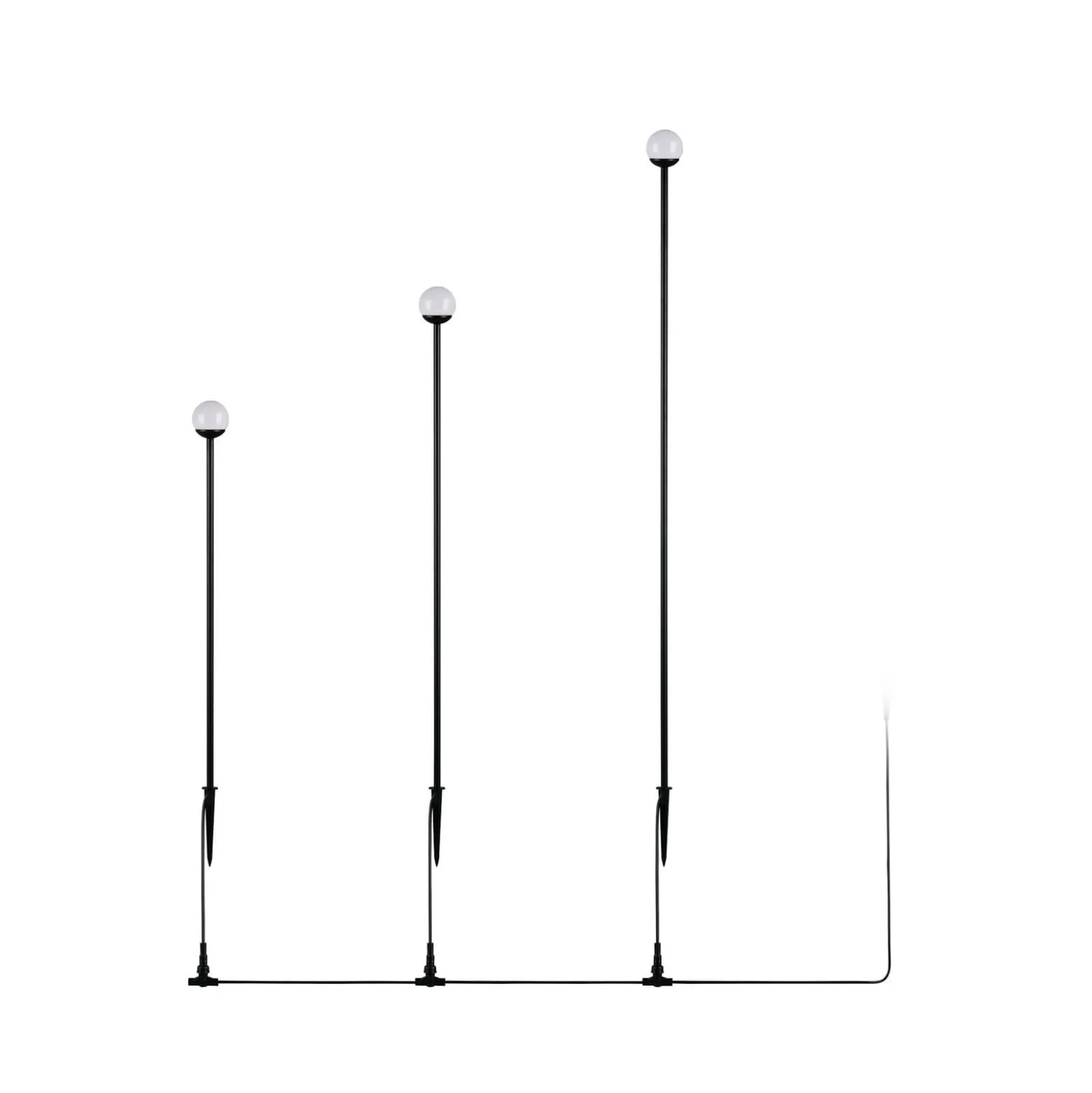 LED-Erdspießleuchte SCOOP, schwarz, 3-flammig, IP44, Stecker