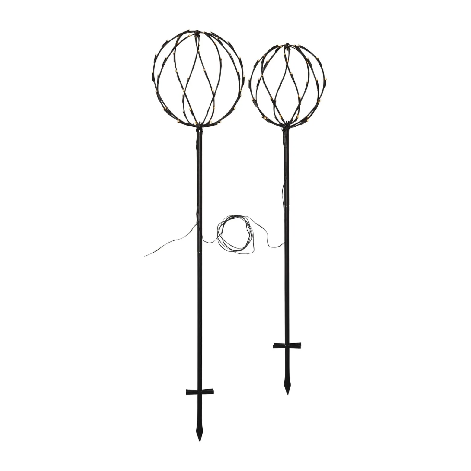 LED-Erdspießleuchte Sphere, schwarz, Metall, 2er-Set