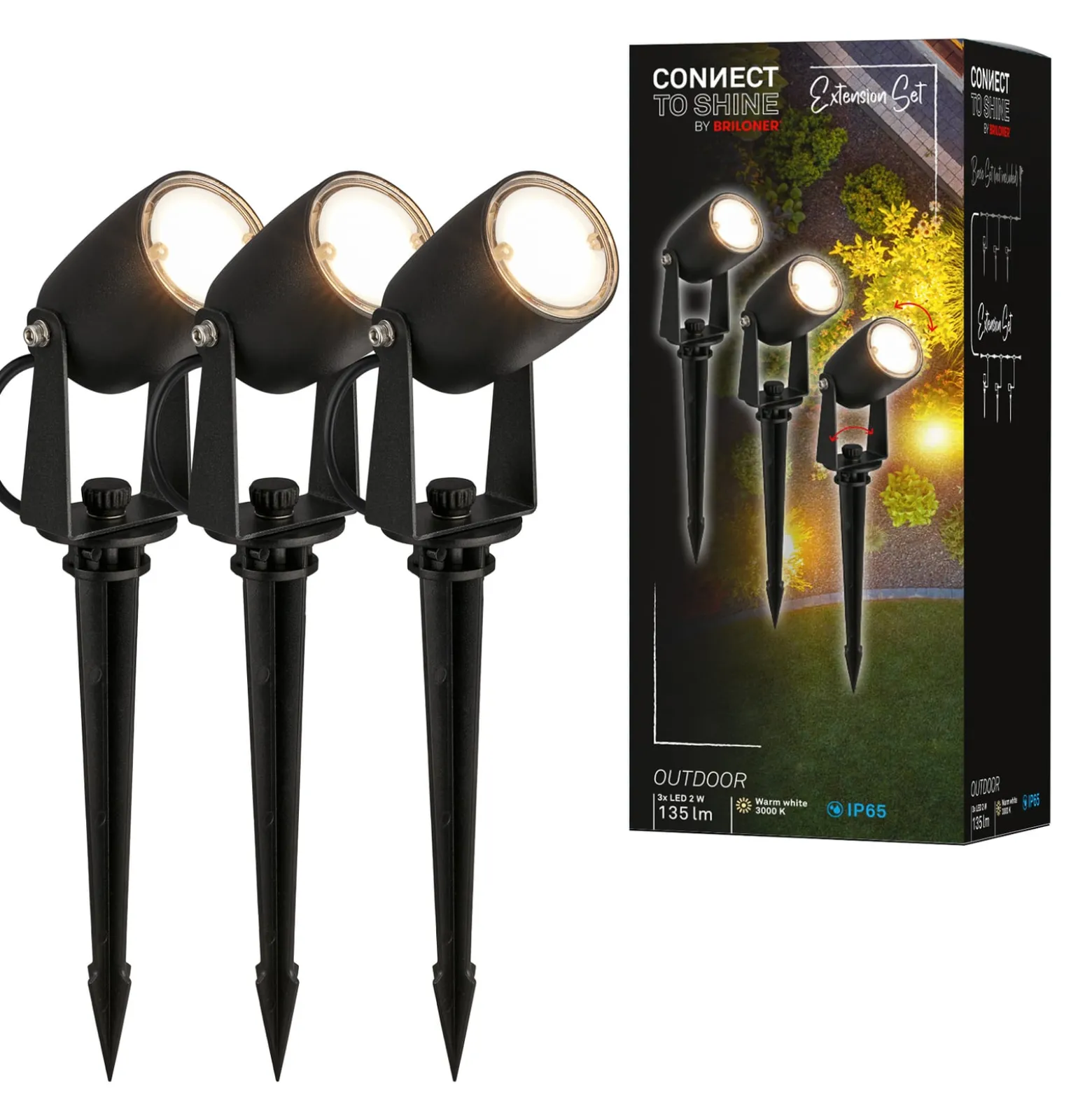 LED-Erdspießspot 3928035 12 V 3x-Erweiterung schwarz Ø 4 cm