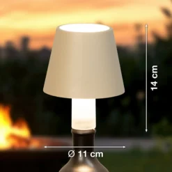 LED-Flaschenlampe Fiocco, sandfarben, CCT, IP54, dimmbar