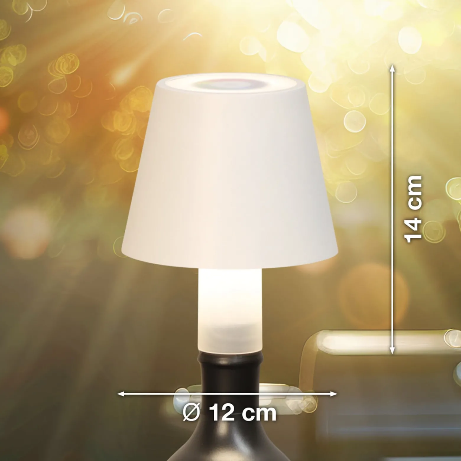 LED-Flaschenlampe Fiocco, sandweiß, RGBW, IP54, dimmbar