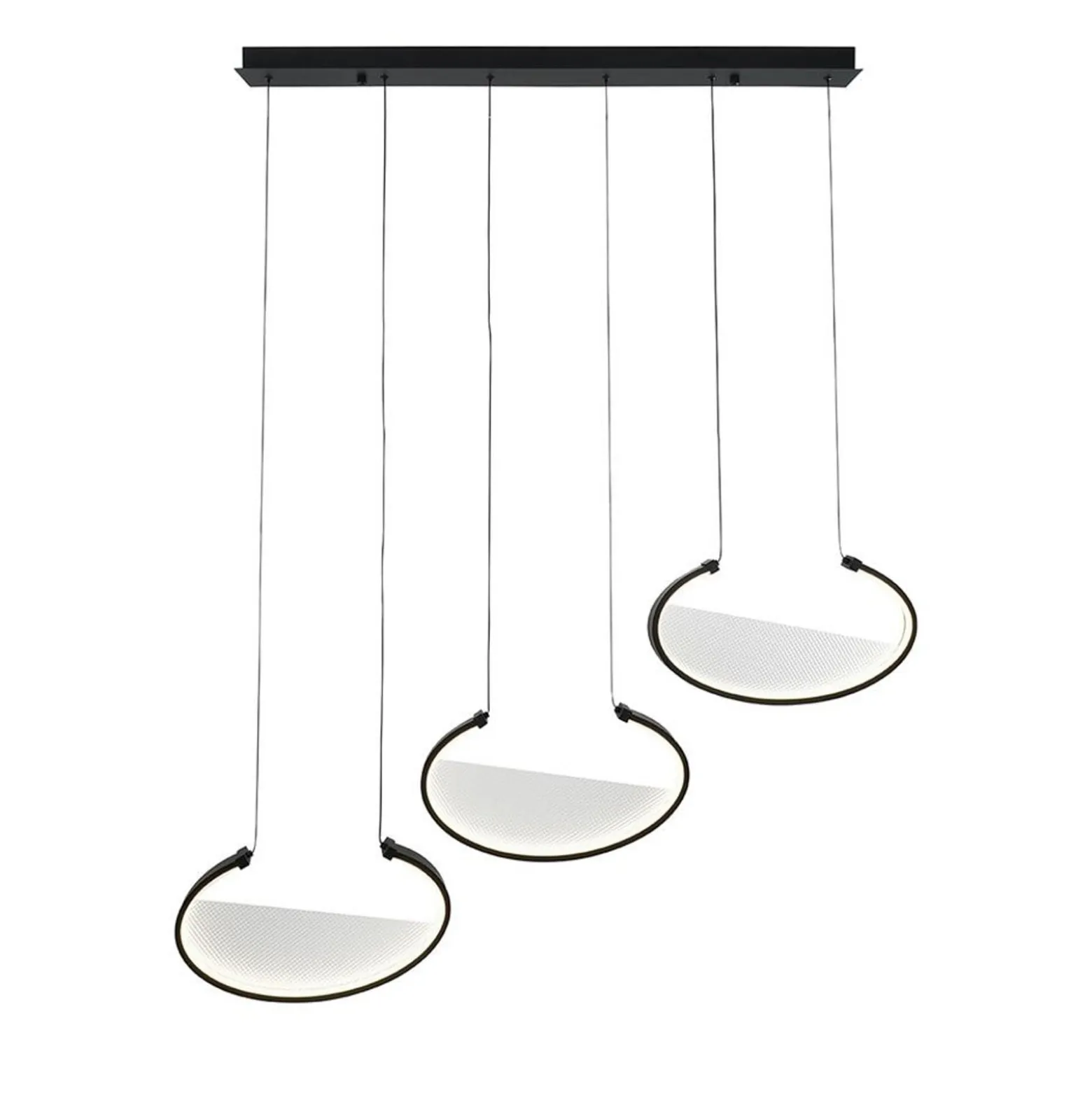 LED-Hängelampe Adele, Länge 117 cm, schwarz, Metall, 3-flg.