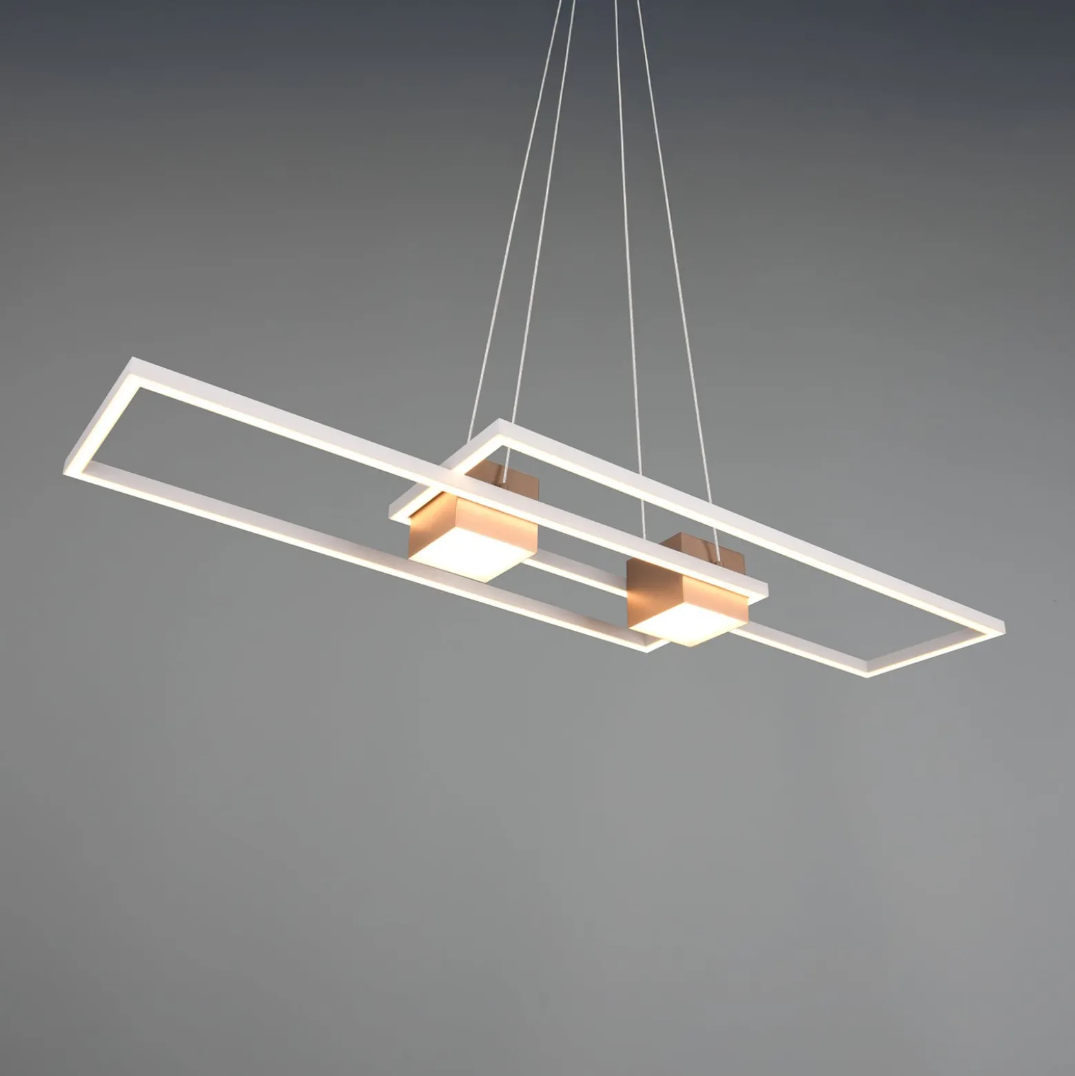 LED-Hängelampe Albany, braun, 100 x 28 cm, Alu, CCT, dimmbar