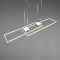 LED-Hängelampe Albany, braun, 100 x 28 cm, Alu, CCT, dimmbar