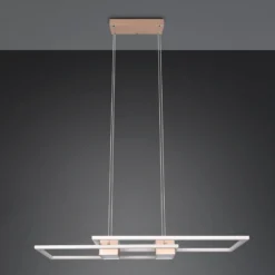LED-Hängelampe Albany, braun, 100 x 28 cm, Alu, CCT, dimmbar
