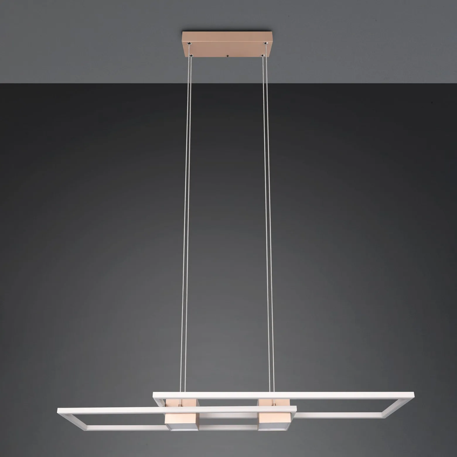 LED-Hängelampe Albany, braun, 100 x 28 cm, Alu, CCT, dimmbar