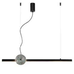 LED-Hängelampe Anais, schwarz/grün, Länge 100 cm, Kunststein