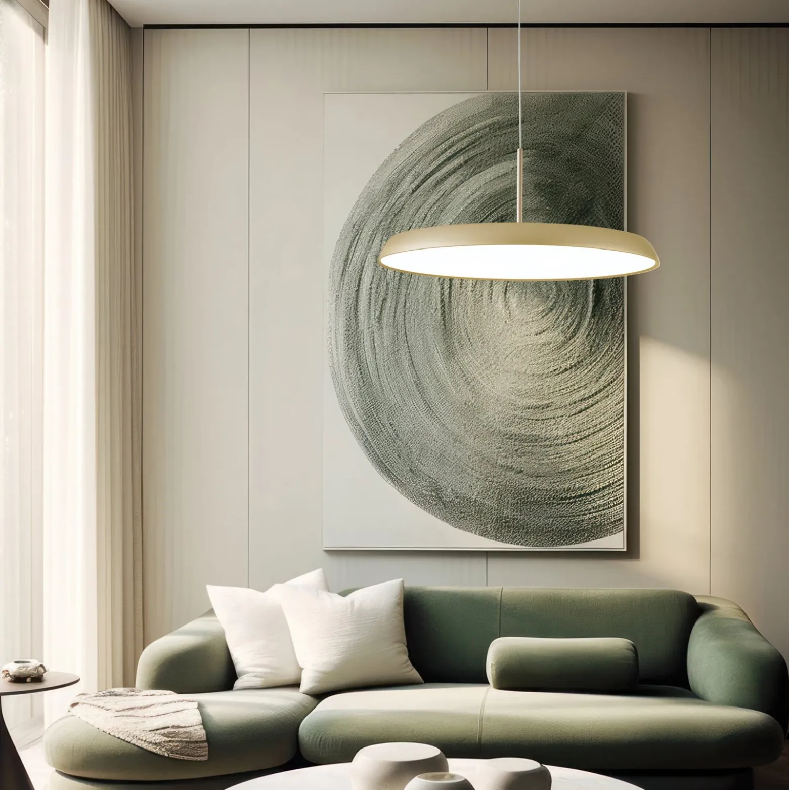 LED-Hängelampe Art, creme-goldfarben, Ø 45 cm, Metall