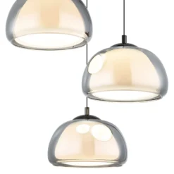 LED-Hängelampe Avila, rauchgrau/schwarz, Glas, CCT, dimmbar