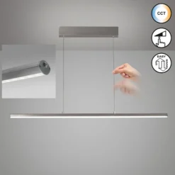 LED-Hängelampe Borena, aluminiumfarben, Länge 113 cm Metall