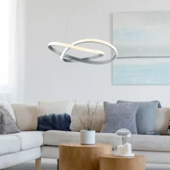 LED-Hängelampe Course, nickel matt, 3.000 K, Ø 60 cm, Metall