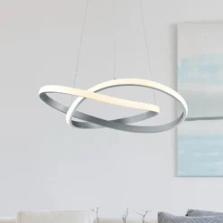LED-Hängelampe Course, nickel matt, 3.000 K, Ø 60 cm, Metall