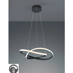 LED-Hängelampe Course, schwarz, 3.000 K, Ø 60 cm, Metall
