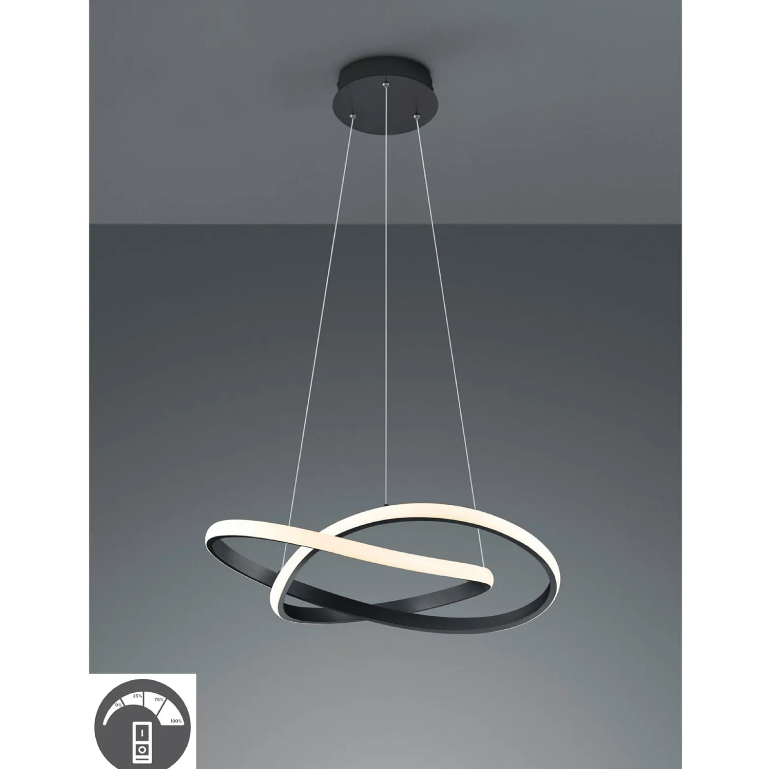 LED-Hängelampe Course, schwarz, 3.000 K, Ø 60 cm, Metall