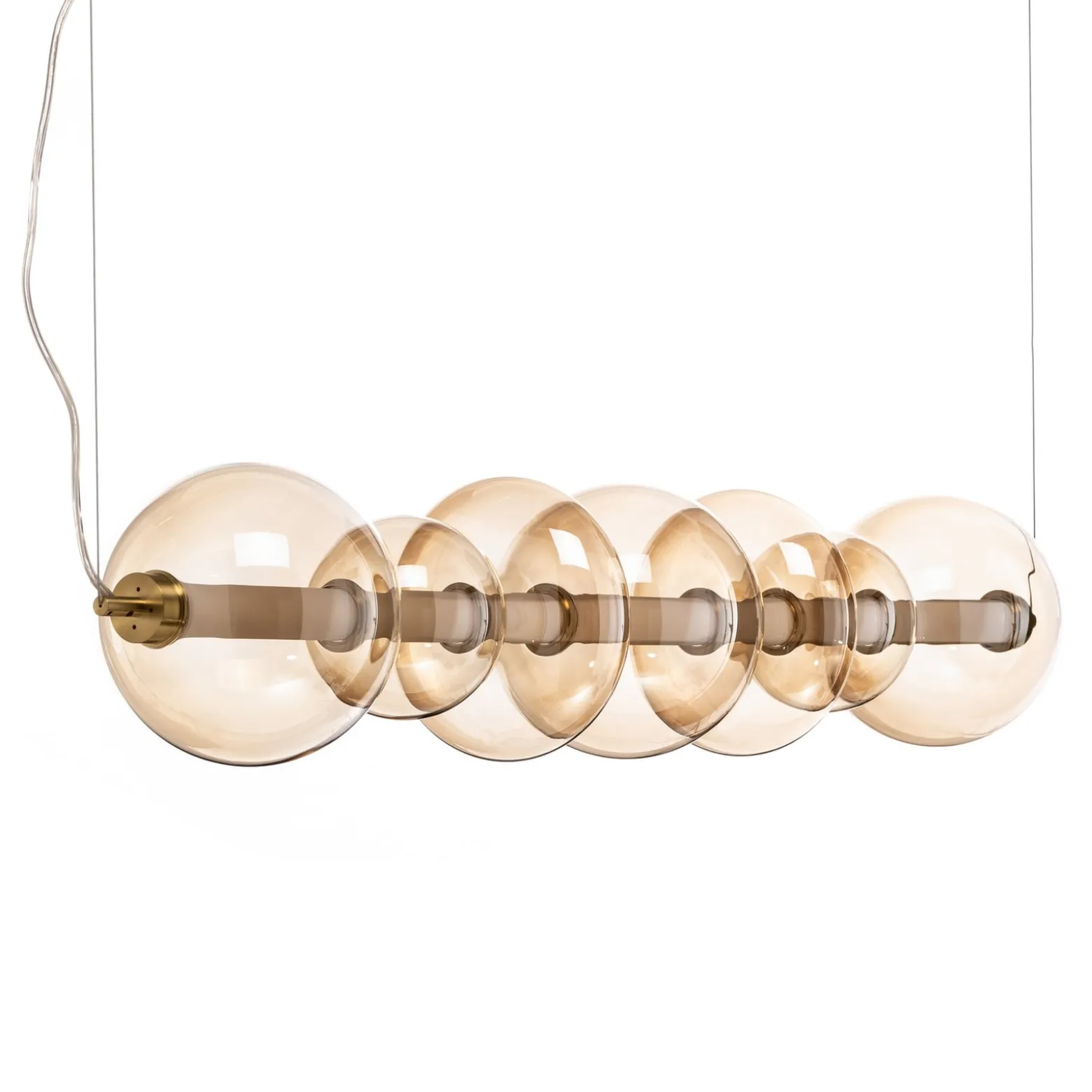 LED-Hängelampe Daphne, Glas amber-transparent, Länge 118 cm