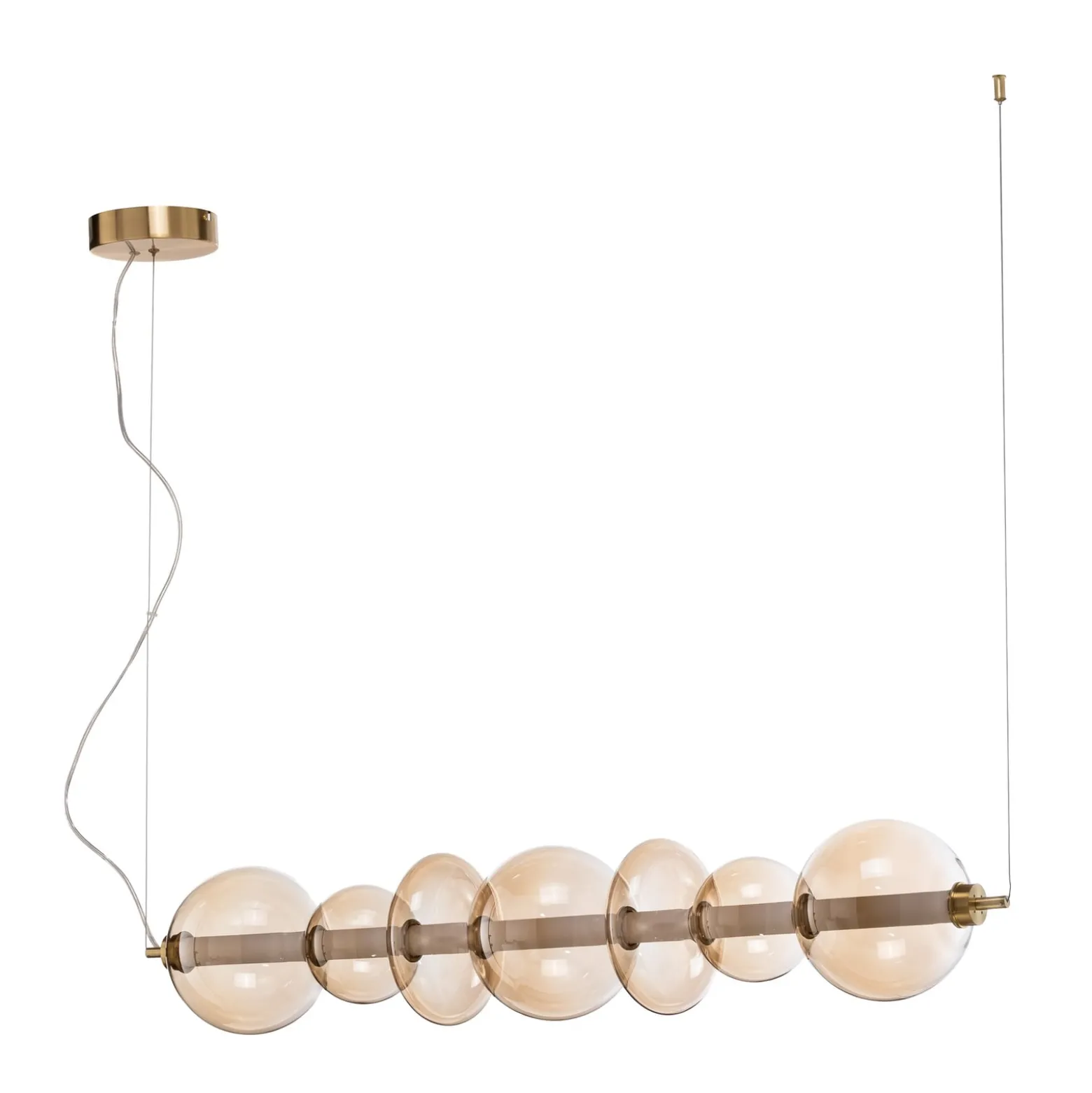 LED-Hängelampe Daphne, Glas amber-transparent, Länge 118 cm