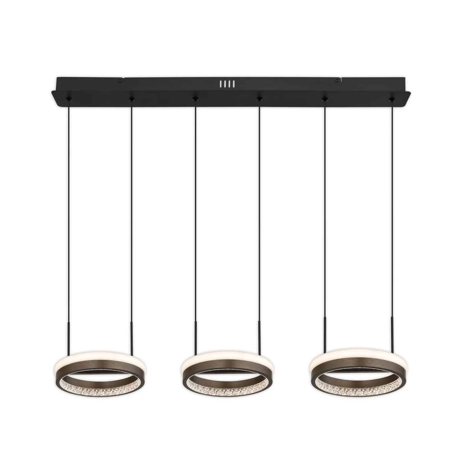 LED-Hängelampe Della, Länge 82 cm, dunkelgrau, Metall, 3-flg